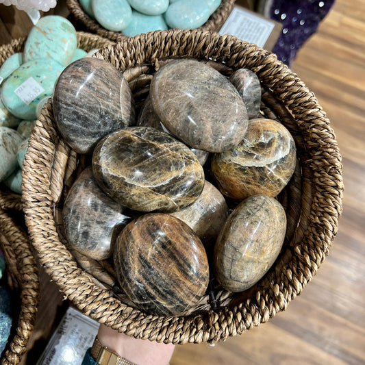Black Moonstone Palm Stone