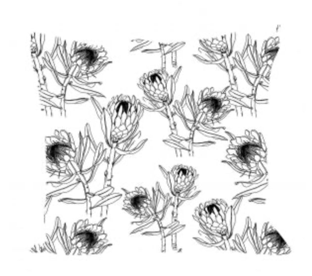 Black & White Protea Pillow Cover