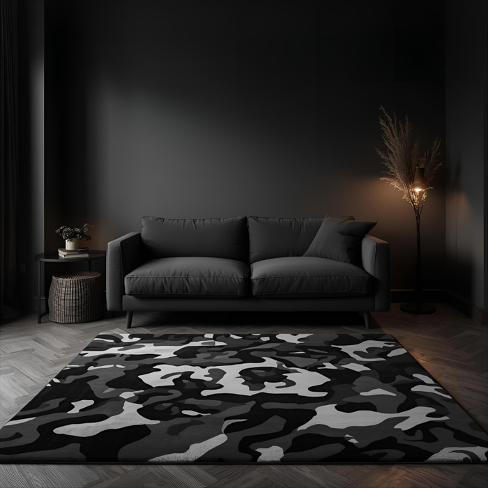 Blackout Camo Area Rug