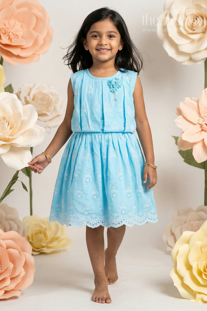 Blue Baby Girl Frock with Embroidery for Birthday and Photoshoots