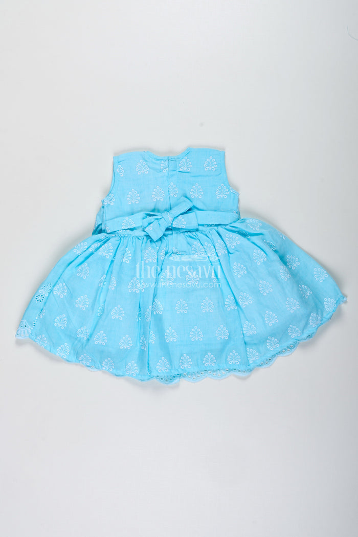 The Nesavu Girls Cotton Frock Blue Baby Girl Frock with Embroidery for Birthday and Photoshoots Nesavu Nesavu Blue Embroidered Baby Girl Frock Perfect Birthday Celebrations Festive Photo Moments