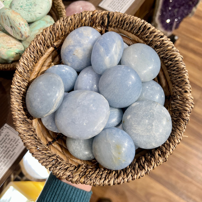 Blue Calcite Palm Stone
