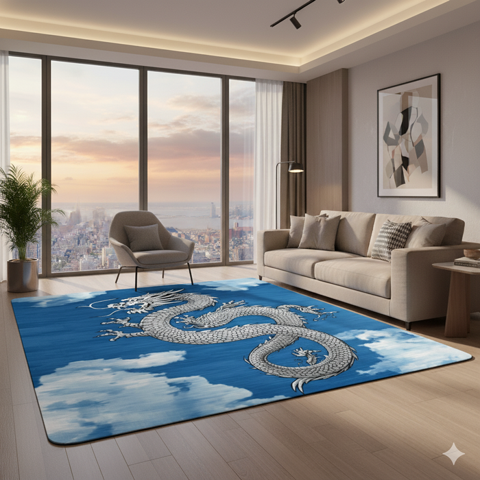 Blue Celestial Dragon Area Rug