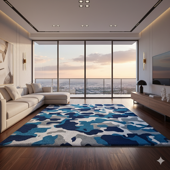 Blue Digital Fade Area Rug