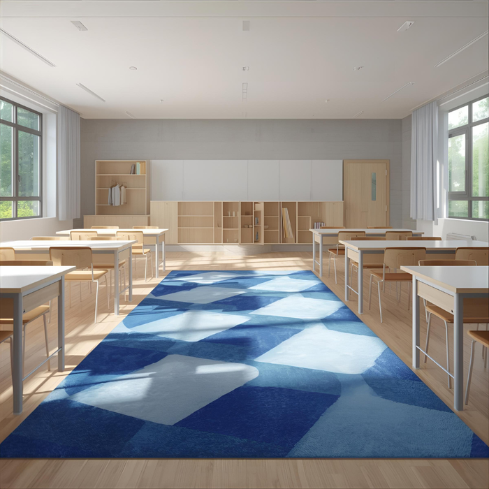 Blue Grid Area Rug