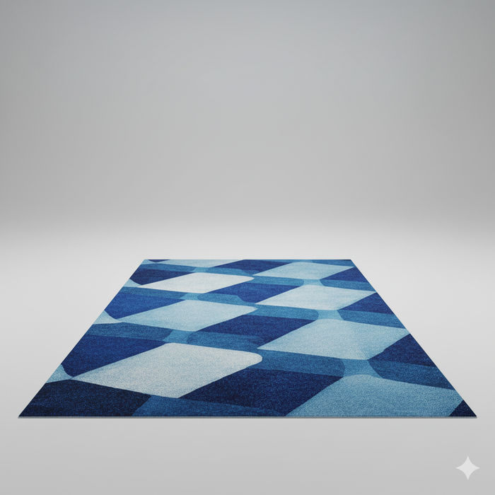 Blue Grid Area Rug