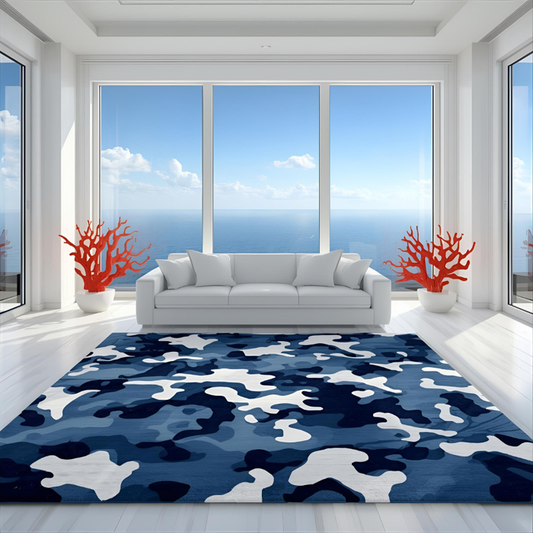 Blue Navy Camo Area Rug