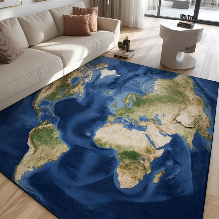 Blue Ocean Map Area Rug