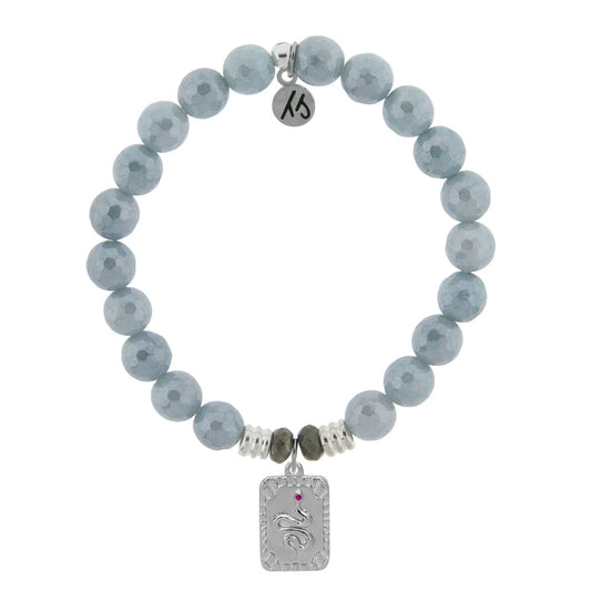 Blue Quartzite Stone Bracelet with Snake Sterling Silver Charm