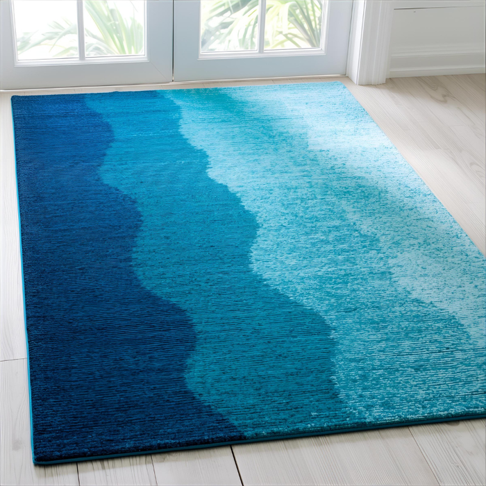 Blue Wave Gradient Area Rug