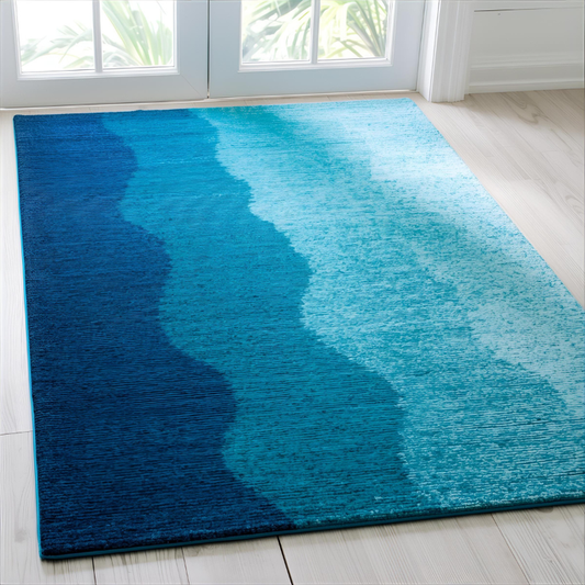 Blue Wave Gradient Area Rug