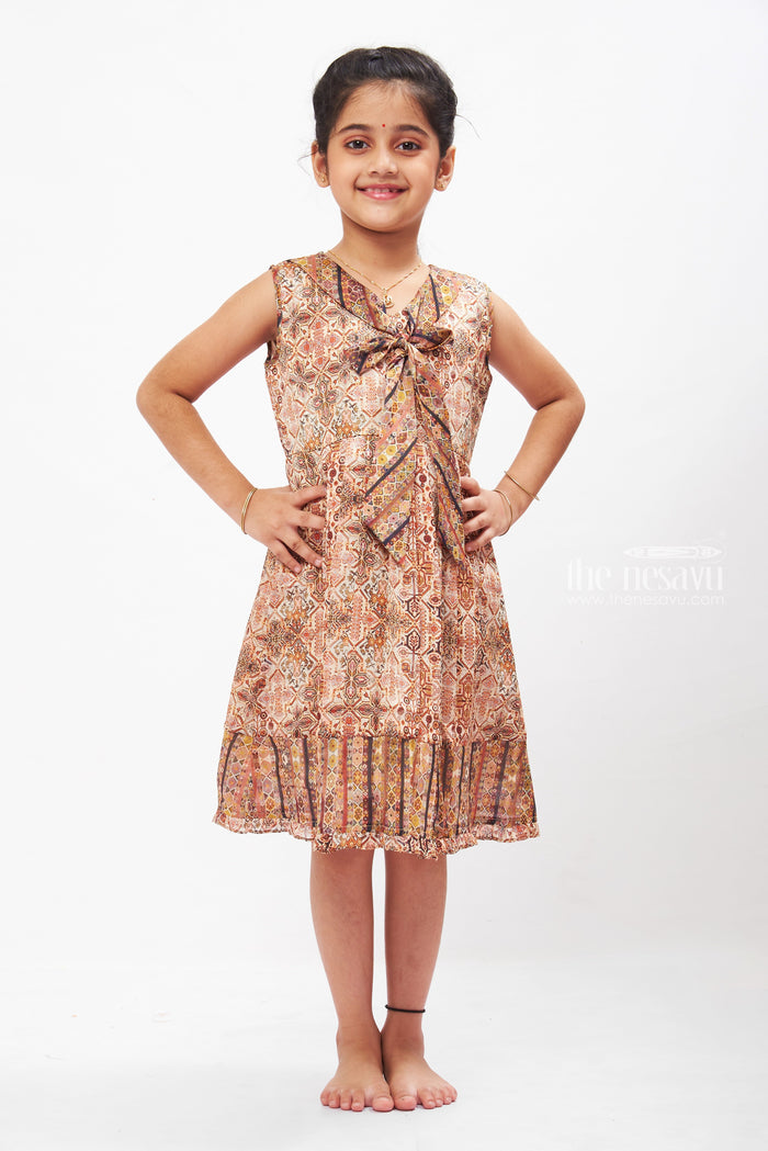 The Nesavu Girls Cotton Frock Bohemian Charm Cotton Frock for Girls Nesavu 22 (4Y) / multicolor / Cotton GFC1252A-22 Bohemian Print Girls Frock | Soft Cotton Summer Dress | The Nesavu