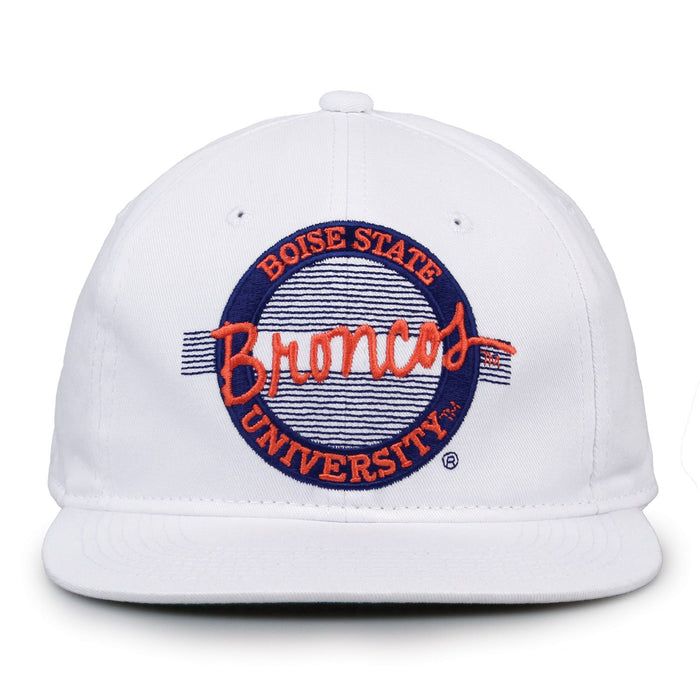 Boise State Broncos Retro Circle Snapback - White, front view