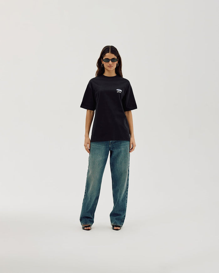 Box Fit T-shirt, Women - Moto - Black