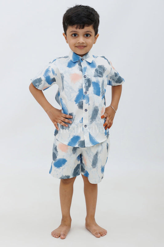 The Nesavu Boys Casual Set Boys' Abstract Print Tie-Dye Casual Set Nesavu 16 (1Y) / multicolor BCS085A-16 Boys' Abstract Print Tie-Dye Casual Set - Two-Piece Outfit