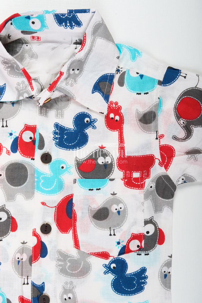 The Nesavu Boys Casual Set Boys animal print cotton co-ord set for fun and playful days Nesavu Nesavu boys cotton co-ord set multicolor animal print  playful outfit daycare outings