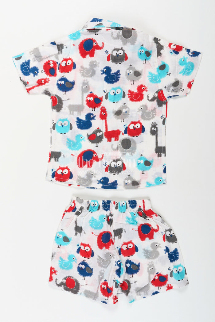 The Nesavu Boys animal print cotton co-ord set for fun and playful days Nesavu Nesavu boys cotton co-ord set multicolor animal print  playful outfit daycare outings