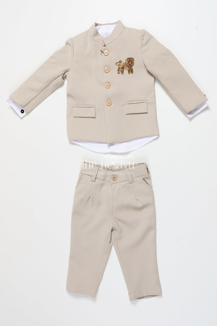 The Nesavu Boys Blazer Set Boys Blazer Set for Weddings and Formal Family Functions Nesavu Nesavu boys formal blazer set statement jacket weddings special occasions