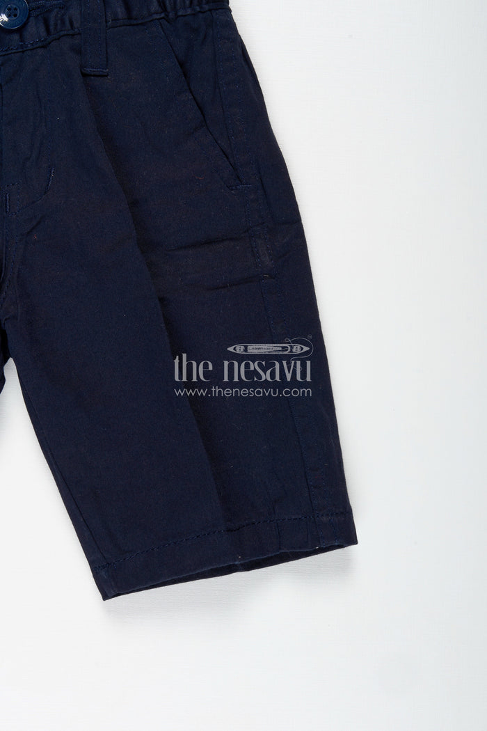 The Nesavu Boys Shorts Boys Blue Shorts Outfit in Cotton Blend with Tailored Silhouette and Everyday Utility Features Nesavu Nesavu Boys Cotton Blend Blue Shorts Outfit Structured Fit All Purpose Design
