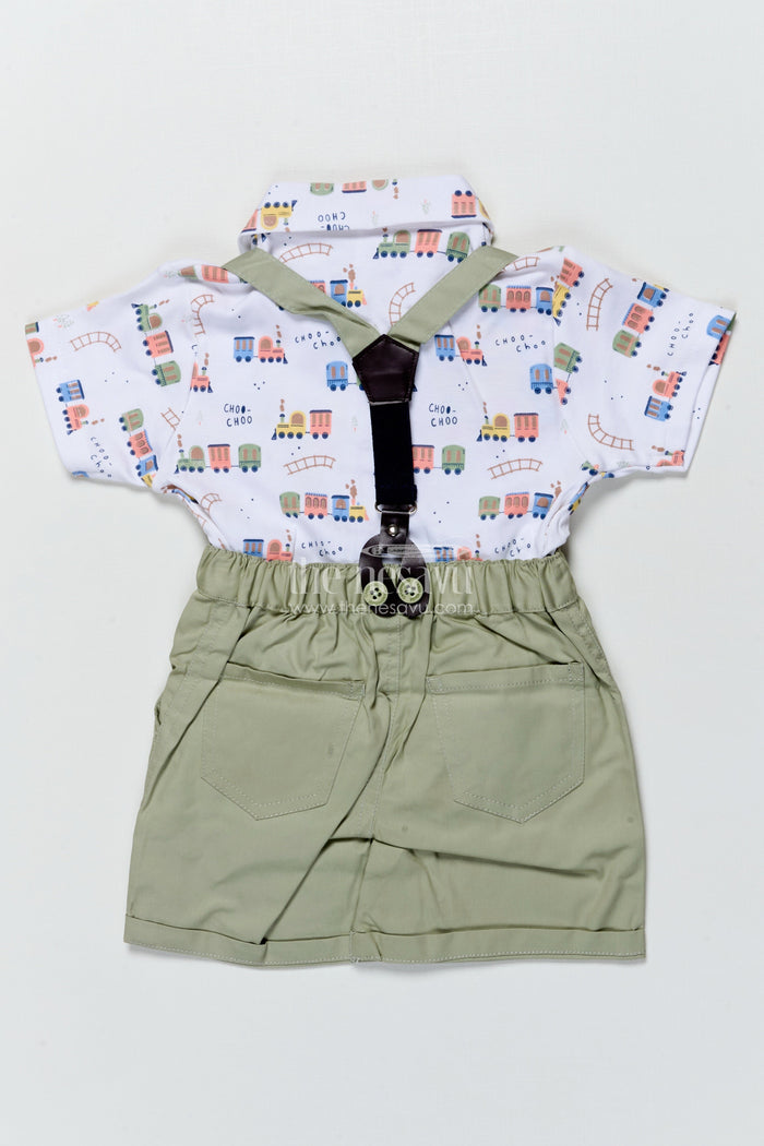 The Nesavu Boys Casual Set Boys Casual Cotton Outfit Set with Animal Print Shirt for Fun Outings Nesavu Nesavu boys cotton casual set animal print shirt  perfect playdates outdoor fun