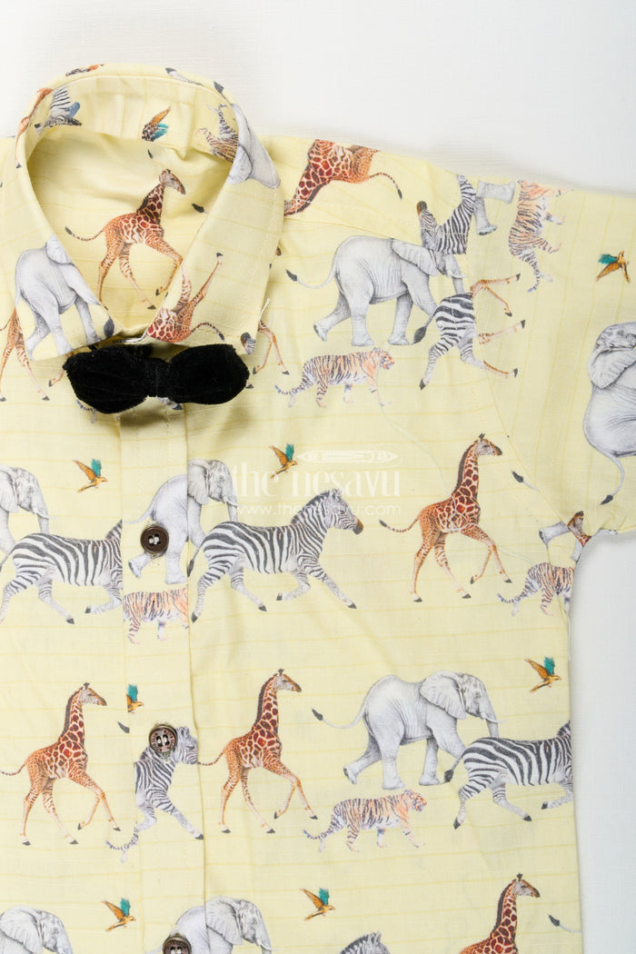 The Nesavu Boys Casual Set Boys Casual Shirt and Shorts Set for Birthday and Everyday Fun Nesavu Nesavu boys cotton shirt shorts set animal print birthdays casual occasions