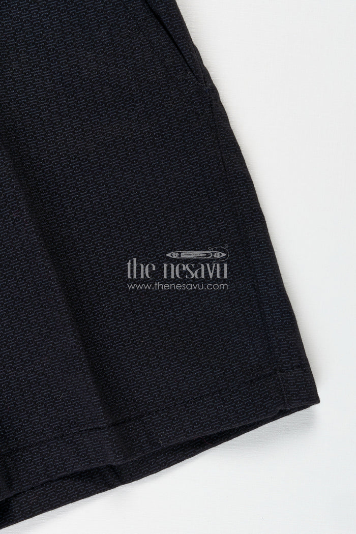 The Nesavu Boys Shorts Boys Cotton Blend Black Short Shorts with Elastic Waist and Tailored Fit for Daily Comfort Nesavu Nesavu Boys Black Cotton Blend Short Shorts Elastic Waist Functional Everyday Style