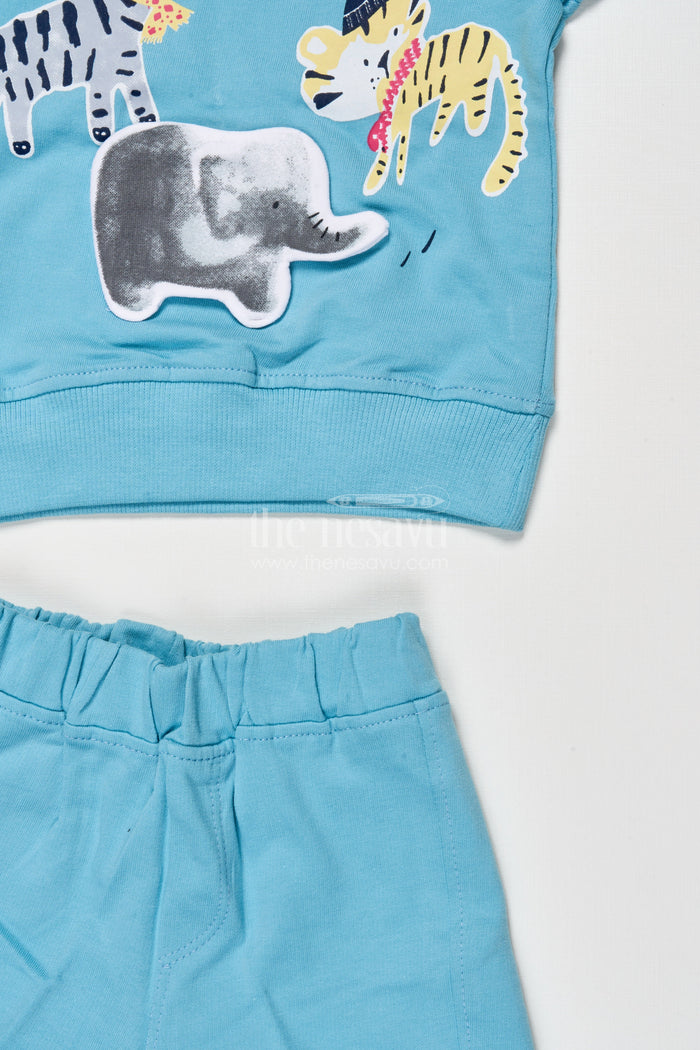 The Nesavu Boys Casual Set Boys Cotton Casual Wear Set for Summer Playdates and Comfort Nesavu Nesavu boys printed cotton casual set shorts summer comfort daily adventures