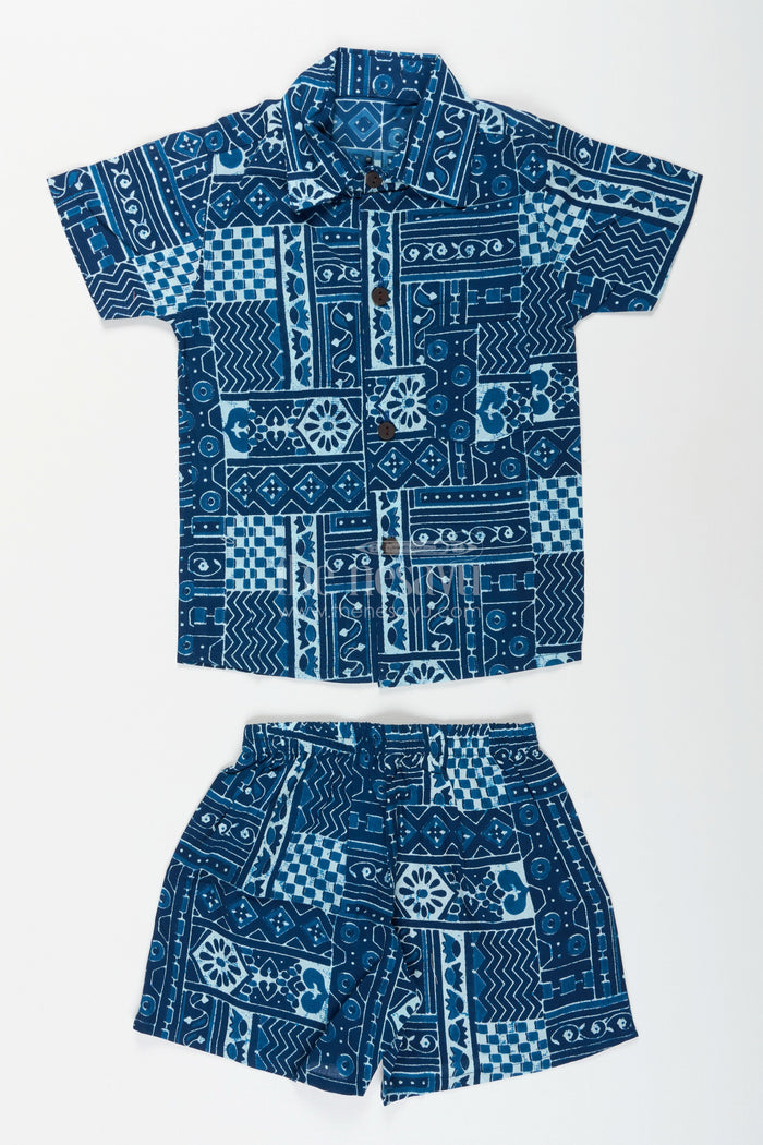 The Nesavu Boys cotton co-ord set for outings and daily wear Nesavu 16 (1Y) / Blue BCS400A-16 Nesavu boys cotton co-ord set digital patch print  perfect casual outfit summer days
