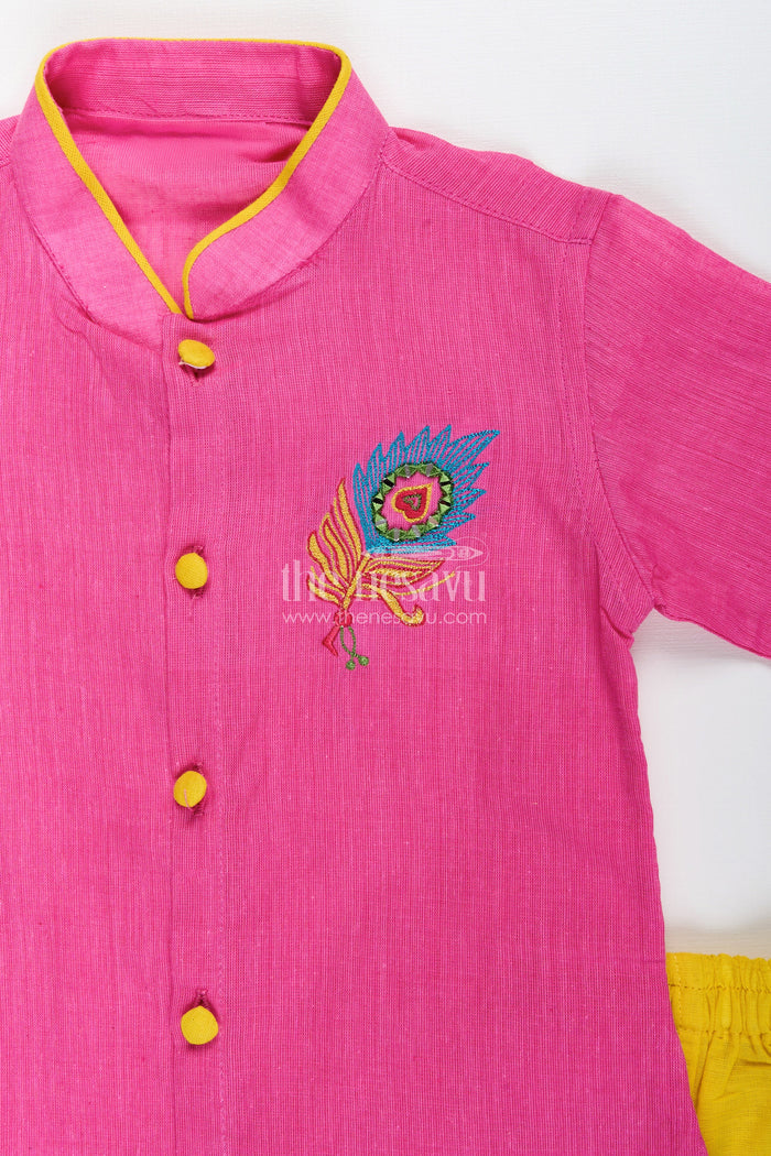 The Nesavu Boys Dothi Set Boys Cotton Dhoti Set for Temple Visits and Family Functions Nesavu Nesavu boys cotton dhoti kurta set temples pujas festive traditional dressing