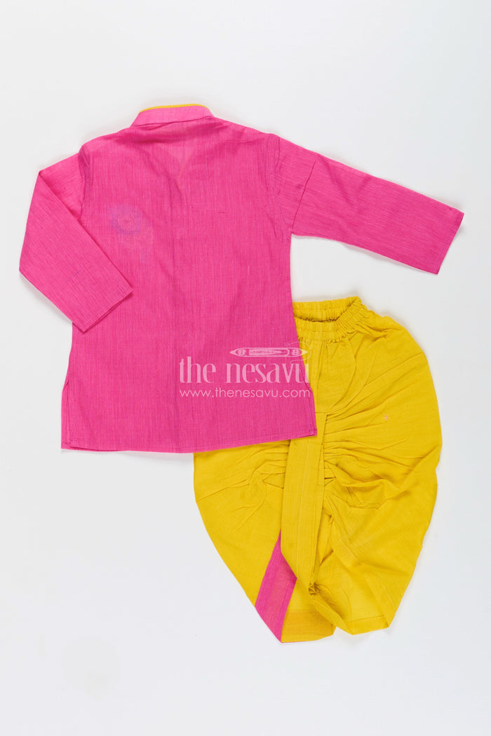The Nesavu Boys Dothi Set Boys Cotton Dhoti Set for Temple Visits and Family Functions Nesavu Nesavu boys cotton dhoti kurta set temples pujas festive traditional dressing