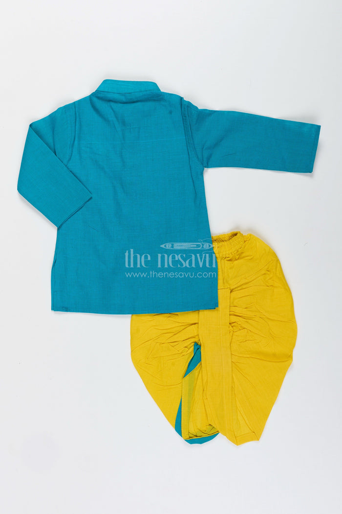 The Nesavu Boys Dothi Set Boys Cotton Dhoti Set for Traditional School Events and Poojas Nesavu Nesavu boys cotton dhoti set ethnic school events poojas traditional celebrations