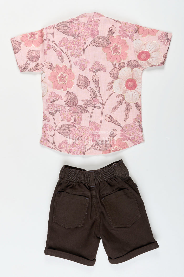 The Nesavu Boys Casual Set Boys cotton floral shirt and shorts set for casual wear Nesavu Nesavu boys cotton floral shirt shorts set casual summer days park play