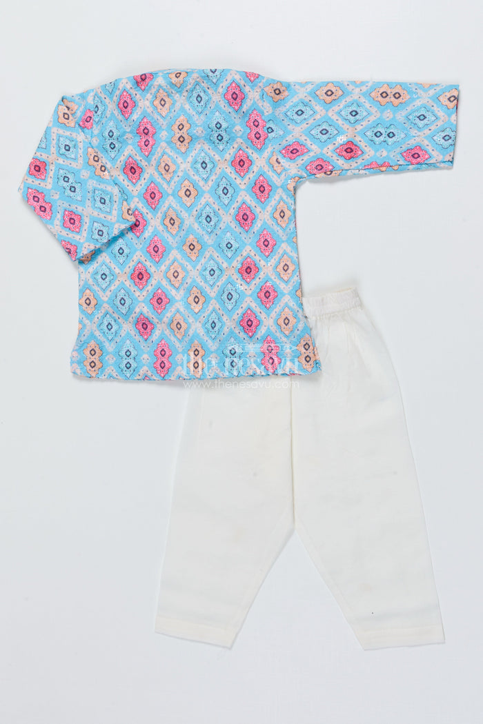 The Nesavu Boys Kurtha Set Boys Cotton Kurta Set for Ethnic Day and Festive Wear Nesavu Nesavu boys cotton kurta set digital print festive school functions ethnic day