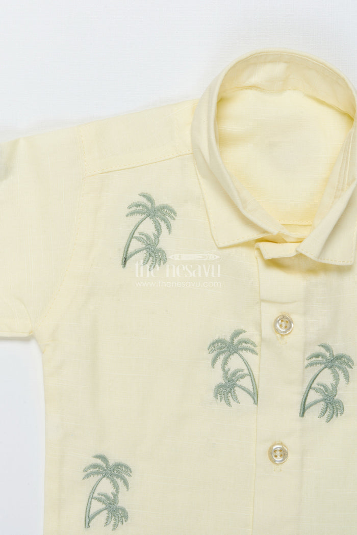 The Nesavu Boys Casual Set Boys Cotton Outfit Set with Embroidery for Everyday Comfort and Outings Nesavu Nesavu cotton boys outfit set embroidery matching cap casual outings daily wear