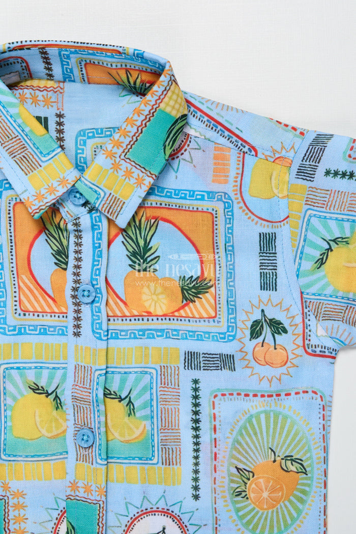 The Nesavu Boys Casual Set Boys Cotton Printed Outfit for Birthday Play and Summer Photoshoots Nesavu Nesavu boys digital print cotton set birthdays playdates summer photoshoots