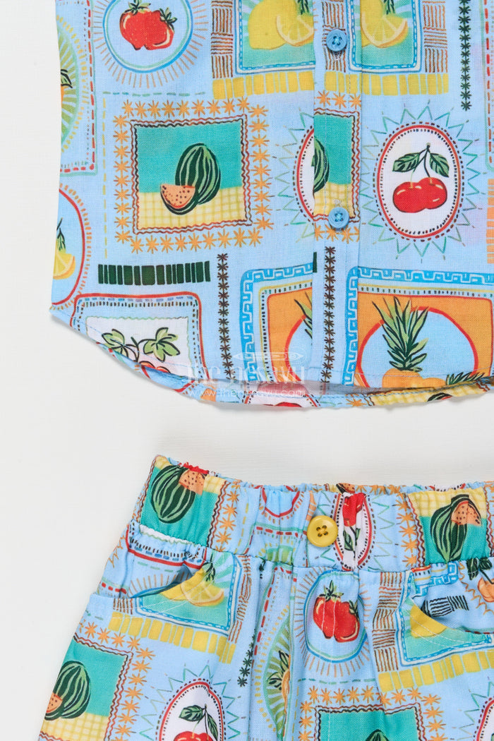 The Nesavu Boys Casual Set Boys Cotton Printed Outfit for Birthday Play and Summer Photoshoots Nesavu Nesavu boys digital print cotton set birthdays playdates summer photoshoots