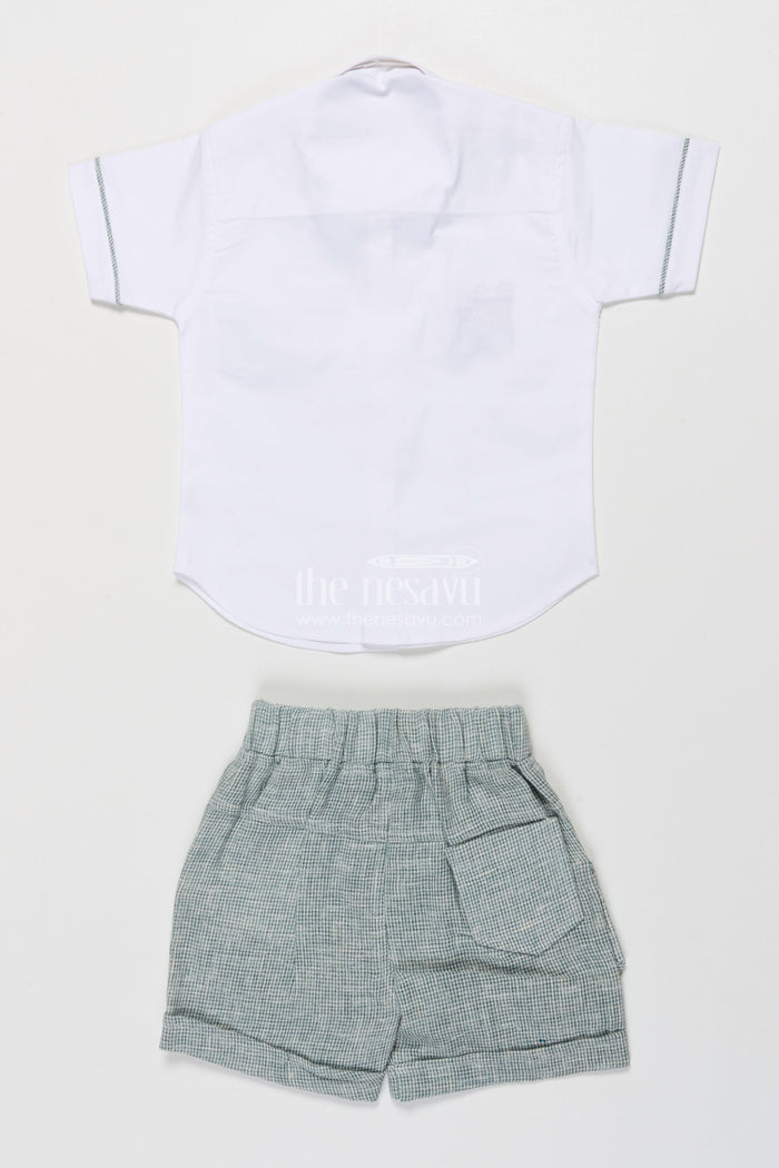The Nesavu Boys Casual Set Boys Cotton Set for Park Outings and Relaxed Summer Days Nesavu Nesavu boys cotton set shirt shorts summer outings casual homewear