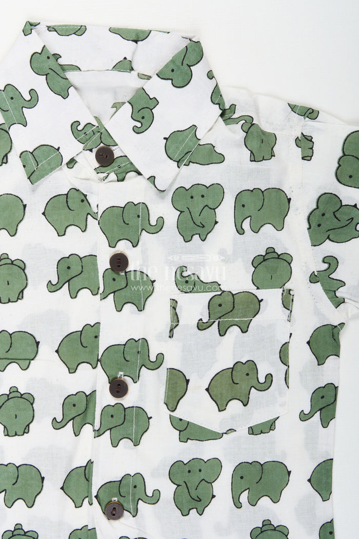 The Nesavu Boys Casual Set Boys cotton set with elephant print for everyday adventures Nesavu Nesavu toddler boys elephant print co-ord set  cotton casual outfit daily comfort play