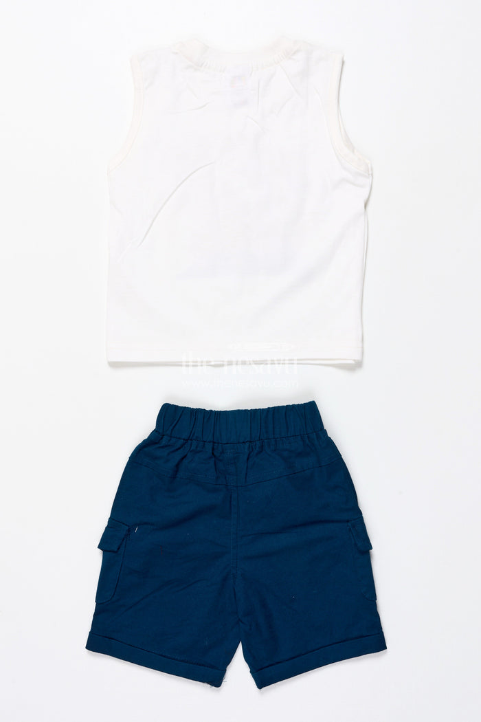 The Nesavu Boys Casual Set Boys Cotton Shirt and Shorts Set for Casual Outings and Summer Days Nesavu Nesavu cotton shirt shorts set toddler boys  perfect summer outings holidays