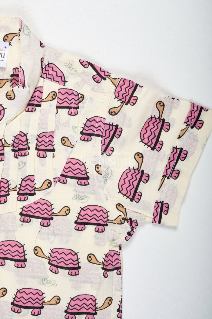 The Nesavu Boys Cotton Shirt Boys Cotton Shirt with Maroon Turtle Print for Quirky Ethnic Style Nesavu Nesavu Boys Cotton Shirt Maroon Turtle Print Ethnic Casual Wear Kids