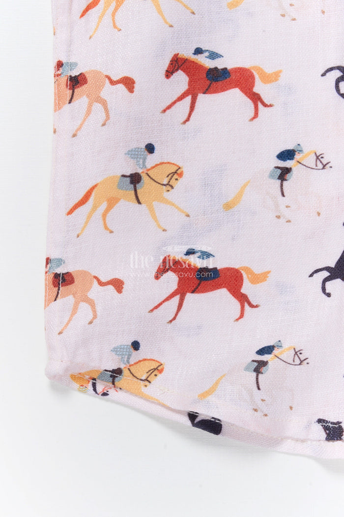 The Nesavu Boys Linen Shirt Boys Digital Animal Print Linen Shirt for Everyday Adventures Nesavu Nesavu boys linen shirt digital animal print playful outings everyday style