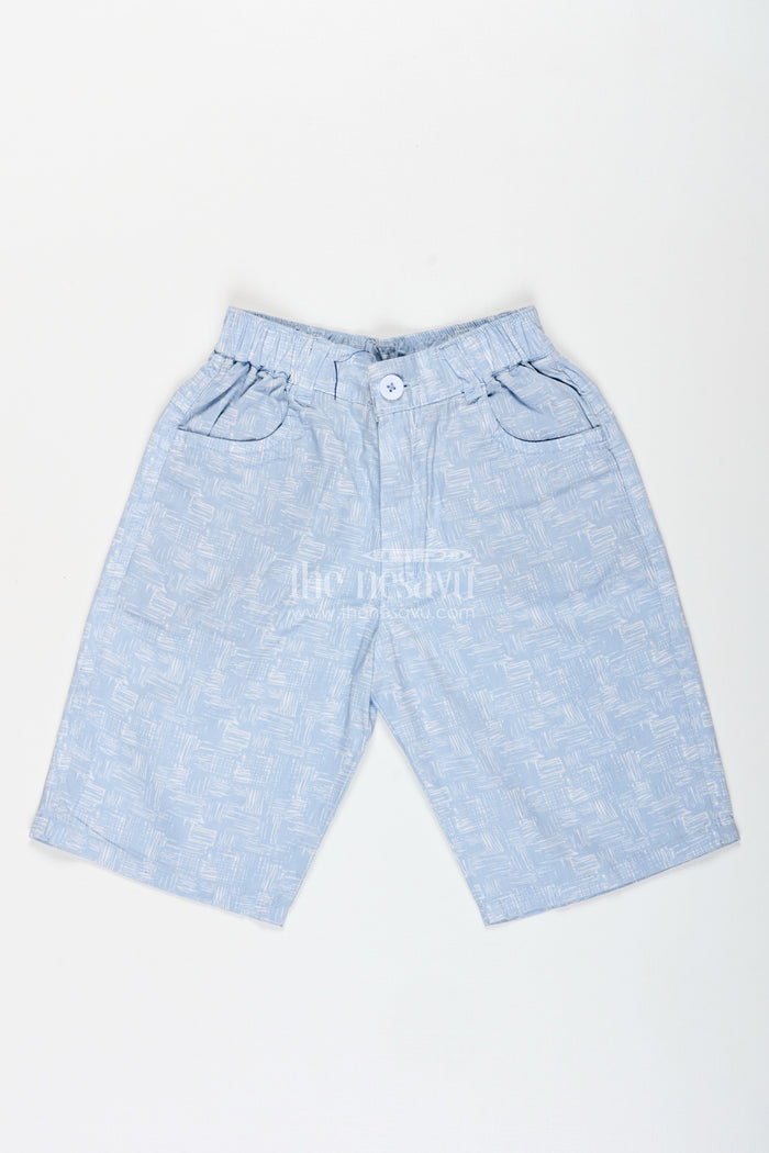 The Nesavu Boys Shorts Boys Digital Printed Shorts in Blue with Soft Cotton Blend and Relaxed Fit for Everyday Comfort Nesavu 26 (6Y) / Blue BWS020CB-26 Nesavu Boys Blue Digital Printed Shorts Cotton Blend Relaxed Fit Daily Wear