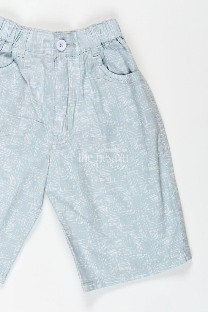 The Nesavu Boys Shorts Boys Digital Printed Shorts in Light Green Cotton Blend with Comfortable Fit and Subtle Design Nesavu Nesavu Boys Light Green Digital Printed Cotton Blend Shorts Casual Fit Style