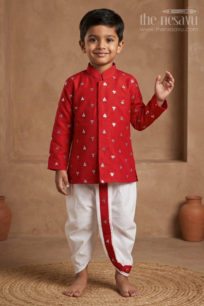 Boys Dothi Set with Sequence Embroidery Traditional Festival Wear
