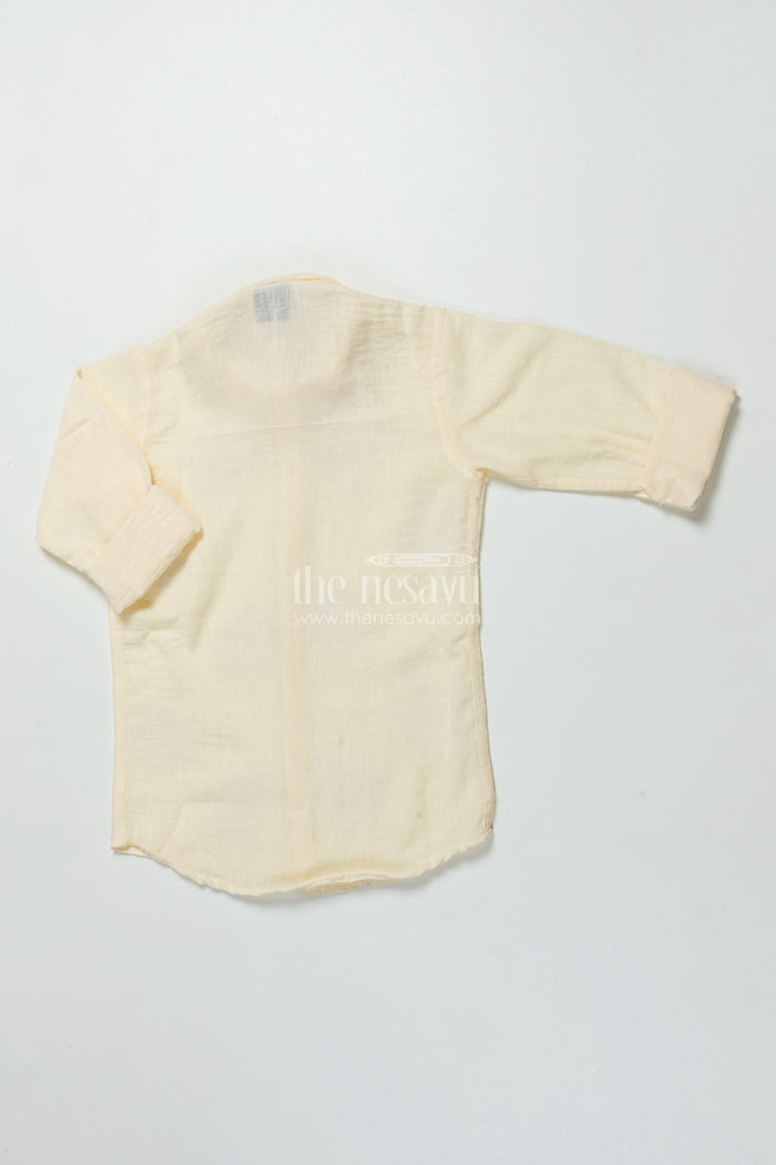 The Nesavu Boys Cotton Shirt Boys Embroidered Cotton Shirt for Ethnic Day and Casual Festive Wear Nesavu Nesavu boys embroidered cotton shirt ethnic day festive wear soft breathable cotton blend