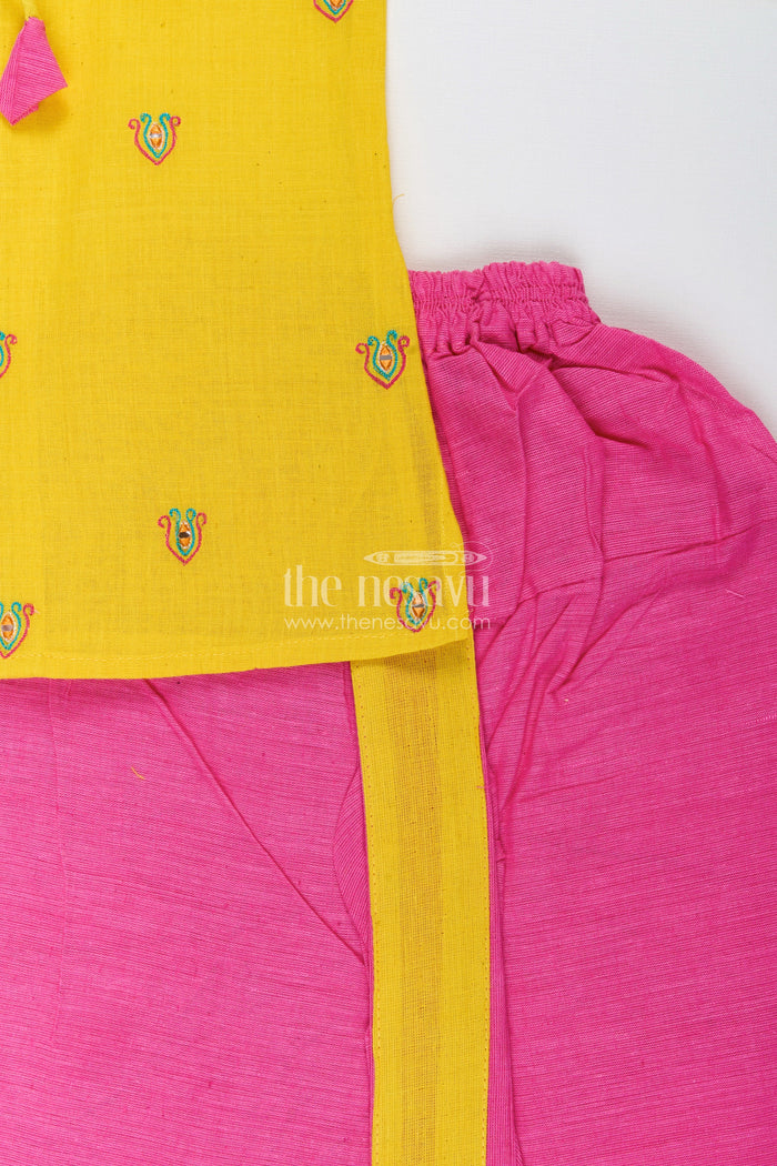 The Nesavu Boys Dothi Set Boys Embroidered Dhoti Set for Festive Functions and Cultural Dressing Nesavu Nesavu boys embroidered cotton dhoti kurta set festive family events ethnic dressing