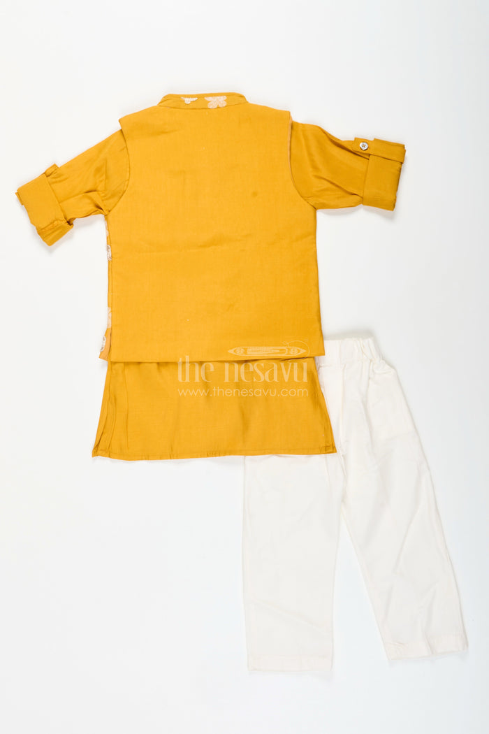 The Nesavu Boys Jacket Sets Boys ethnic jacket and kurta pant set for traditional occasions Nesavu Nesavu boys kurta pant set embroidered jacket  ideal weddings festive functions