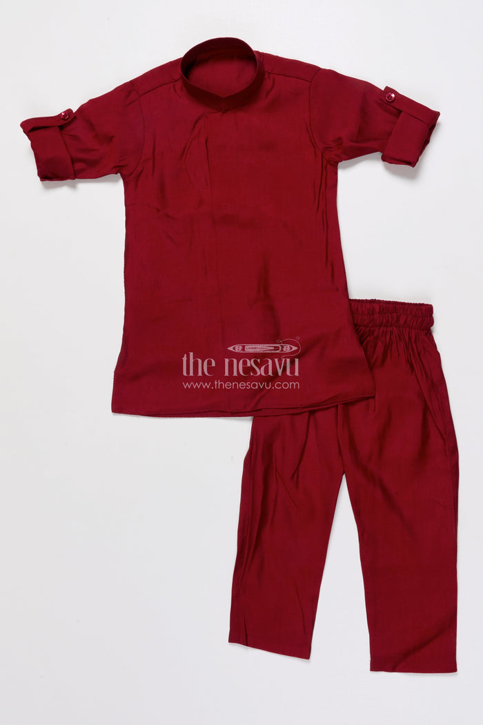 The Nesavu Boys Jacket Sets Boys Ethnic Jacket Set with Printed Silk Layer for Festive Celebrations Nesavu Nesavu boys ethnic jacket set silk printed layer festive events family weddings