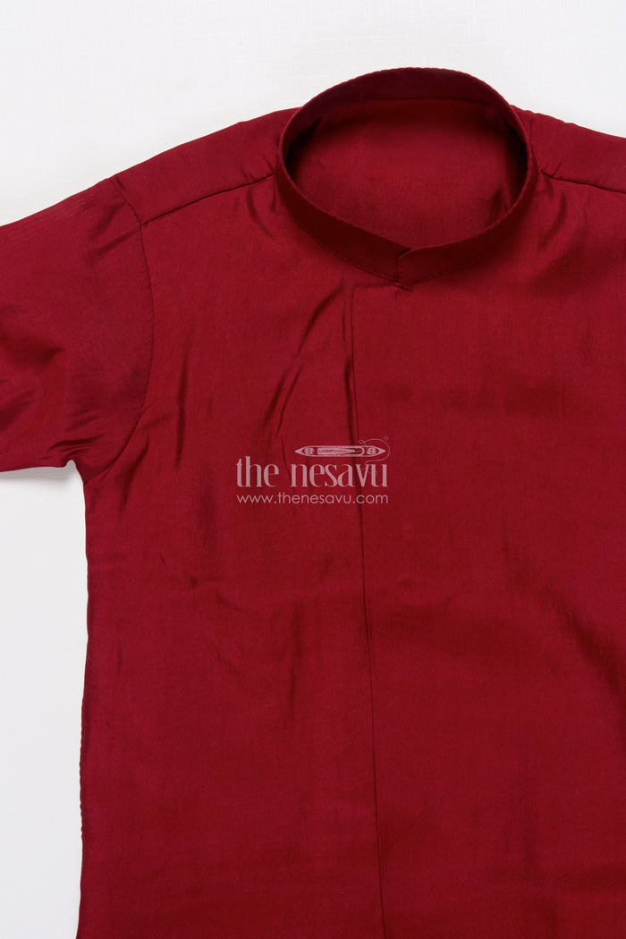 The Nesavu Boys Jacket Sets Boys Ethnic Jacket Set with Printed Silk Layer for Festive Celebrations Nesavu Nesavu boys ethnic jacket set silk printed layer festive events family weddings