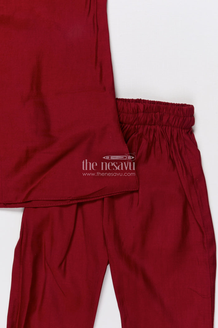 The Nesavu Boys Jacket Sets Boys Ethnic Jacket Set with Printed Silk Layer for Festive Celebrations Nesavu Nesavu boys ethnic jacket set silk printed layer festive events family weddings